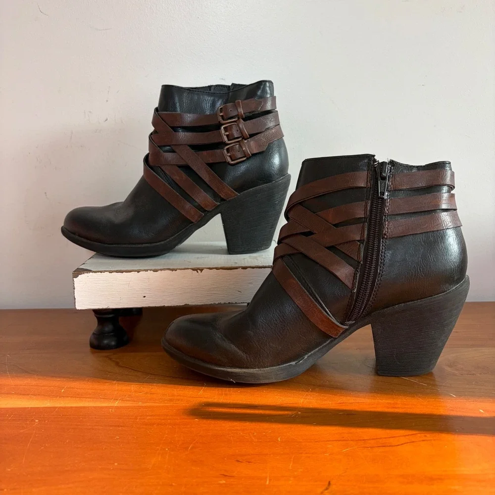 Eurosoft Phoebe Womens Black Brown Multi Strap Buckle Ankle Boots 8154901 7.5M